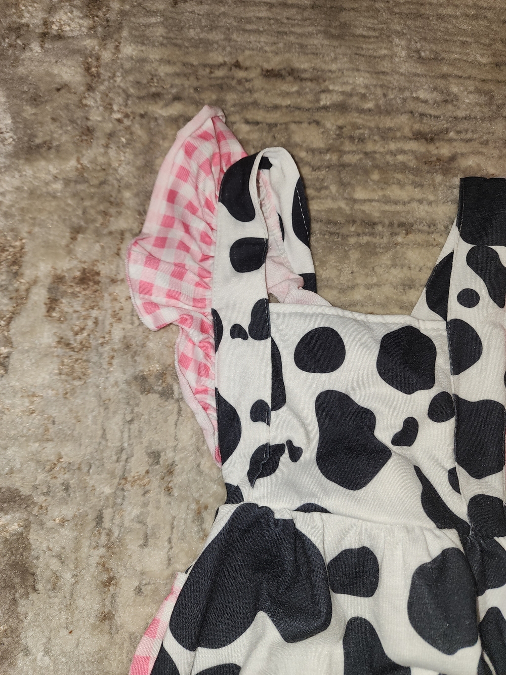 Brown Floral Ruffle Overalls/ Black/white Cowprint for Girls - Cute Fall♡ - Picture 2 of 5